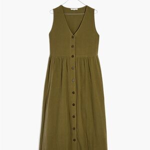 Madewell Lightspun Button-Front Tank Midi Dress